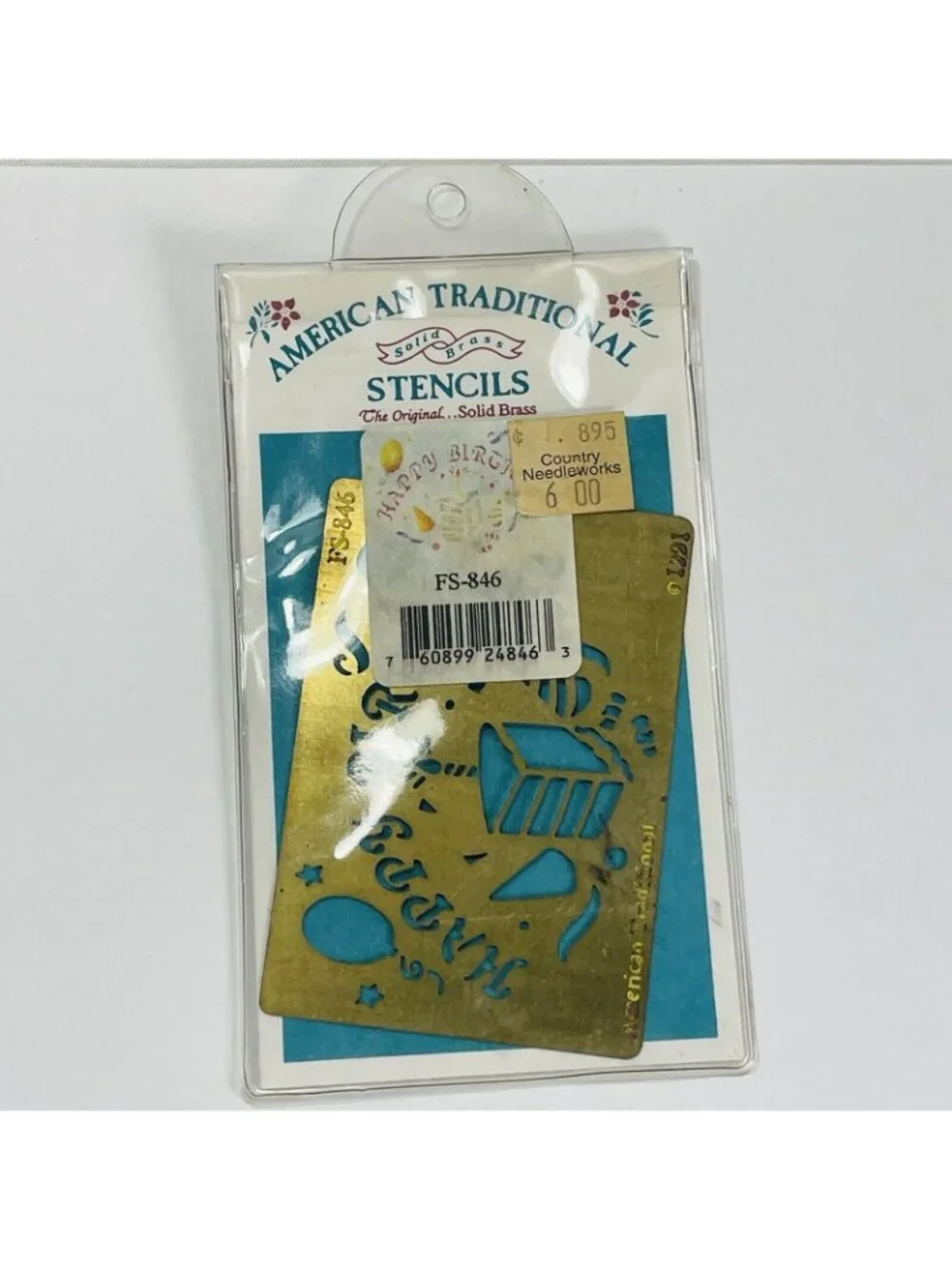 Solid Brass Template Stencil  American Traditional Happy Birthday US Vintage